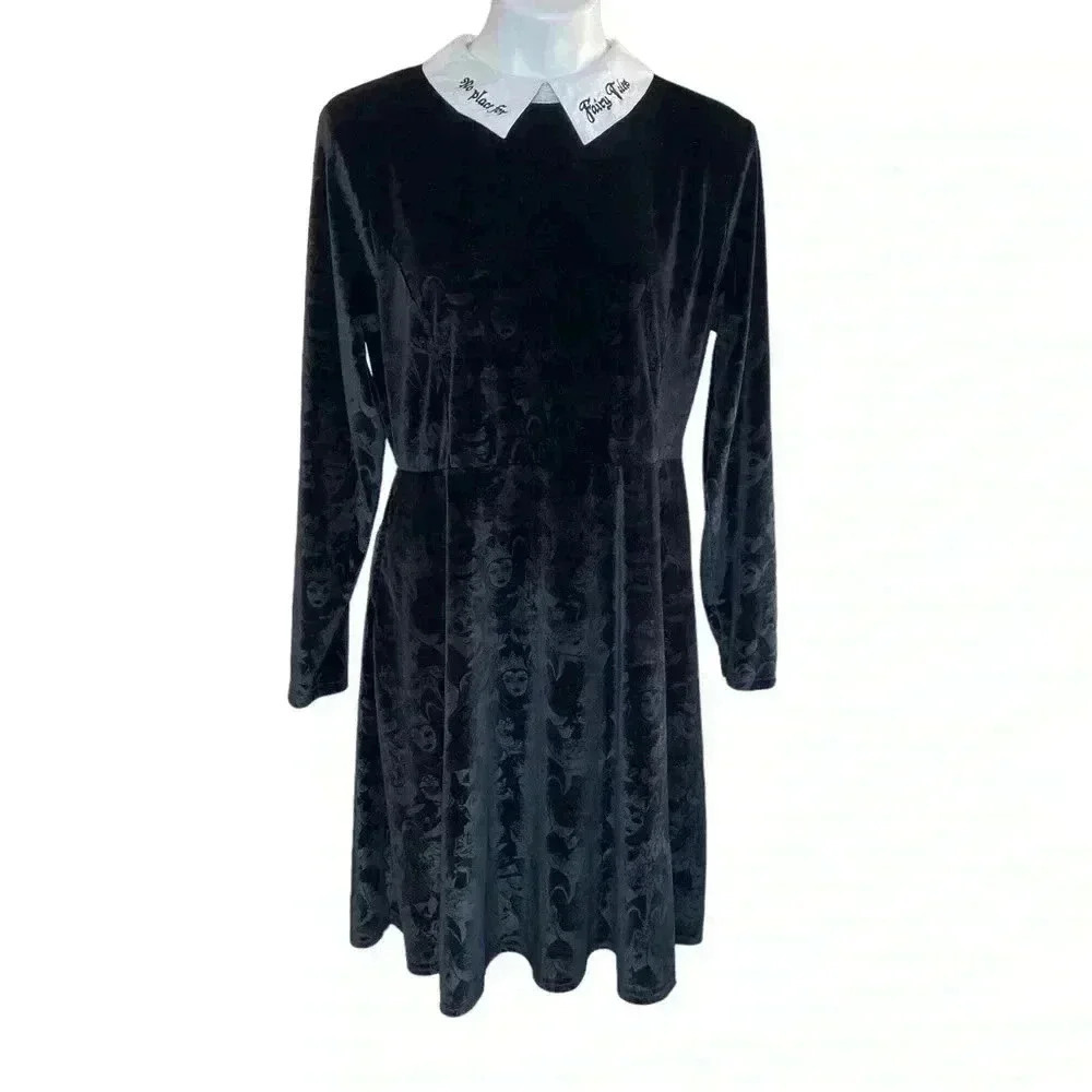Loungefly Stitch Shoppe Disney Villains Velvet Embossed Print Dress size XL